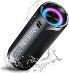 Enceinte Bluetooth Puissante 5.3 Sans Fil Avec Bass Puissantes,25W Enceinte Bluetooth Puissante,Autonomie 24 Hrs,Lumiere Rgb,Appairage Tws,Ipx7,Aux,Tf Carte,Pour L'Exterieur/La Fete/Voyage