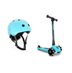 Scoot and Ride - Highwaykick 3 LED + Kids Helmet S-M - Blueberry (Bundle)