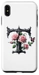 Coque pour iPhone XS Max Letter T Initial Floral Monogram Rose Pink Flower Butterfly