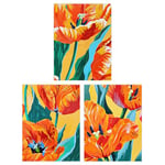 Wee Blue Coo Set of 3 Prints Tulips & Amsterdam Lush Orange Bright Living Room Poster Wall Art 12X16