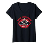 Womens Rocky Horror Show Dr Frank N Furter Mouth Logo V-Neck T-Shirt