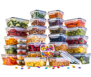 nuovva Airtight Food Storage Containers Set – Plastic Food Containers with Lids – Leak Proof Pantry & Kitchen Containers – Meal Prep Sets with Lids – 60pcs (30 Containers + 30 Lids)