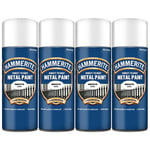 4x Hammerite Direct To Rust Smooth White Aerosol Quick Drying Spray Paint 400ml