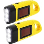 Lot de 2 lampes de poche à manivelle, Lot de 2 lampes de poche led solaires, Lampe de poche Manivelle, led rechargeable Étanche Torche dynamo de