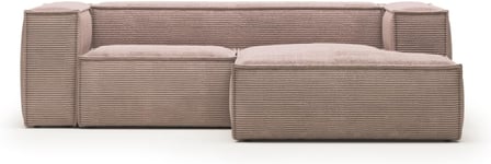 Blok, Chaiselong sofa, Højrevendt, lyserød, H69x240x174 cm, stof