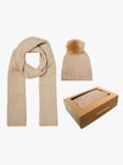 Vero Moda Maddie 2-Piece Embellish Beanie-Scarf Giftbox - Dame - Beige - ONE SIZE