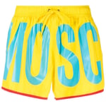 Moschino Mens Large Blue Logo Yellow Short Swim Shorts - Size Large