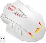 M913 Impact Elite Souris de Jeu sans Fil RVB 16 000 DPI Filaire/sans Fil avec 16 Boutons programmables,Batterie de 45 Heures et capteur Optique Professionnel,12 Boutons latéraux,Blanc(Q967)