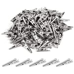 100PCS 1.06 Pouces / 27Mm Mini Pinces Crocodiles en MéTal, Crocodile à Ressort de Ligne Test PlaquéEs Nickel Ton Argent.