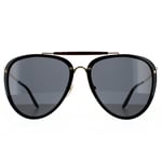 Gucci Aviator Mens Shiny Black and Gold Grey Sunglasses - One Size