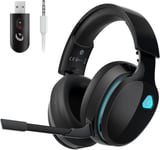 Casque Gaming sans Fil, 2,4 GHz Casque Gamer pour PC/PS4/PS5/Switch, Casque Gaming PS5 avec Transducteurs 50mm, Microphone Anti-Bruit, Casque PS5 avec Son Surround (Noir)