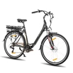 Hiland Vélo électrique 28" pour adultes, 250 W, vélo électrique de ville, pour hommes et femmes, avec 25 km/h, noir