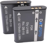 2 x DB-110 Premium 3.6v / 1270mAh Batterie Rechargeable pour Ricoh GR III, WG-6, G900, G900SE