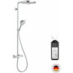 Colonne de douche thermostatique Hansgrohe Raindance Select s 300 blanc et chromée + nettoyant Briochin