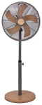 Habitat Grey & Wooden Pedestal Fan - 16 Inch