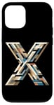 Coque pour iPhone 15 Pro Lettre initiale du nom de l'alphabet X dans le style d'art cubisme