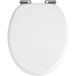 FP - Abattant wc Urbino avec frein de chute wenko, Lunette toilettes avec fixation inox, Surface hygiénique et entretien facile, mdf, 36x42,5 cm,