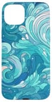 iPhone 15 Plus Swirl Blue Color Illustration Pattern Abstract Art Case