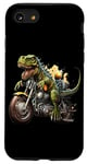 Coque pour iPhone SE (2020) / 7 / 8 T-Rex Tyrannosaurus Dinosaure Dino Rex équitation une moto