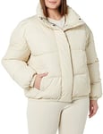 Amazon Essentials Women's Relaxed Fit Mock-Neck Short Puffer Jacket (Available in Plus Size) (Previously Daily Ritual), Sand, XXL Plus