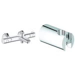 Grohe Mitigeur Thermostatique Bain/Douche Grohtherm 800 34569000, Argent, Argent (Import Allemagne)/Argent & 27594000 - Support Mural pour Douchette à Main Tempesta Cosmopolitan (Import Allemagne)