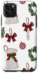 Coque pour iPhone 11 Pro Max Green White and Red Christmas Ornaments Aesthetic Xmas