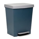 TATAY Kitchen Bin Cubik, 23 Litre Capacity, Retractable Pedal, Polypropylene, BPA Free, 30 Litre Garbage Bag. Atlantic Blue. Dimensions 33.5 x 30 x 39 cm