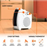 Daewoo Fan Heater 2KW with Variable Thermostat 2Heat Setting Portable - HEA1927