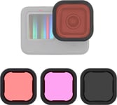 Lot de 3 filtres d'objectif ND16 / rouge clair/magenta pour GoPro Hero 12 11 10 9 noir, densité neutre et correction de couleur, kit de filtre d'objectif de plongée pour caméra GoPro Hero 9 10