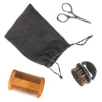 Beard Trimming Care Kit Brush Comb Scissors Gift Travel Mens Grooming Set 3pcs