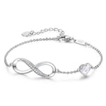 LOUISA SECRET Bracelet Femme Argent 925 Infini, Bracelet d’amour Femme Réglable, Bijoux Femme Cadeaux Noël Femme Anniversaire Fête des Mères Cadeau Maman Infinity Heart Bracelets Silver