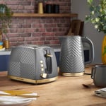 Russell Hobbs Groove Grey Kettle & 2 Slice Toaster