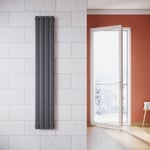 Radiateur eau chaude en acier Conception murale Vertical Tube plat Radiateur chauffage central 1800x311mm Panneau Unique Anthracite (536W) - Sonni