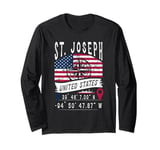 St. Joseph United States Flag GPS Coordinates St. Joseph Long Sleeve T-Shirt