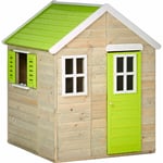 Kangui - Maison de jardin enfant extérieur - Cabane en Bois avec plancher - Toit étanche - Vert et Blanc