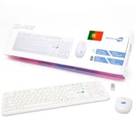 SIMPLETEK - Kit souris et clavier sans fil 2,4 G PT Portugais | Portuguese Keyboard QWERTY avec pavé numérique souris ergonomique 3 touches récepteur USB