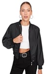 Trendyol Women Young Oversize Bomber Jackets Crew Neck Woven Jacket Black