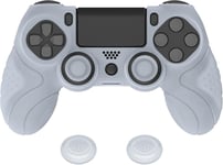 Protection Manette Pour Ps4,Coque Manette Pour Ps4 Pro,Coque En Silicone Pour Ps4 Slim,Housse Manette Ergonomique Avec Capuchon Joystick Pour Ps4-Blanc Transparent(Guardian Edition)