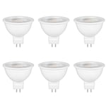 Ampoules LED 5W MR16 GU5.3 12V, Blanc Chaud 2700K, 5W Equivalent à 50W Lampe Halogène, 500LM, 120° Angle, Ampoules MR16 LED Spot, Non Dimmable, Lot de 6