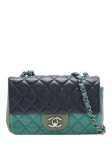 Pre-loved CHANEL 2015 Diamond Quilted Lambskin Mini Shoulder Bag, Green