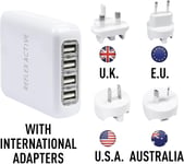 USB Travel Plug Adapter UK EU USA AU 4 Ports Charger Socket Power Outlet Wall