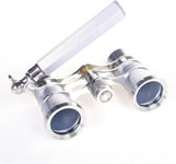 3X25 Opera Theater Horse Racing Glasses Binocular Telescope with Handle/Accessory Kit Women Telescope (Silver)