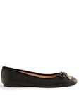 Ted Baker Flat Bow Ballerina With Signiture Coin, Black, Size 39, Women