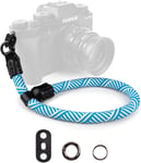 Dragonne Appareil Photo,Dragonne de Poignet pour Appareil Photo Sangle Poignet Appareil Photo pour Sony A6000 A6400 A6700 A7IV Canon eos Nikon Fujifilm-Bleu Rayé