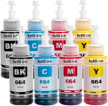 664 Encre Compatible avec Epson 664 Bouteille d'encre Multipack pour ET-2500 ET-2550 ET-2600 ET-2650 ET-3600 ET-4500 ET-4550 ET-14000 ET-15000 ET-16500 L100 L110 L200 L210 L350 L355 L365