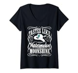 Womens Whiskey Style Watermelon Moonshine V-Neck T-Shirt