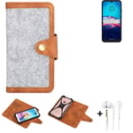 Felt Case + earphones for Motorola Moto E6S 2020 Cover light grey