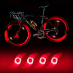 Groofoo - 4 x led lumière Roue vélo,lumière led étanche Velo Roue avec 3 Modes de clignotement Lampe led Roue vélo pour vélo Adulte et Enfant - rouge