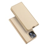 DUX DUCIS Skin Pro Faux Leather Wallet Flip Case for Apple iPhone 13 - Gold