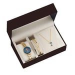 YIBOKANG 3 Morceaux De Dames Simples Décontractant Perceuse À Eau Petit Cadran Étanche Montre Dauphin Pendentif Collier Bracelet Set Mode Bracelet en Alliage Créatif avec Belle Montre De Mode Cadeau